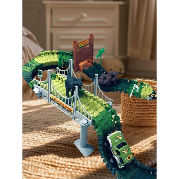 Dinosaur Toys Flexible Track Car Race Set Learning Skills Toddler Kids Gift 3+ - Picture 7 of 16